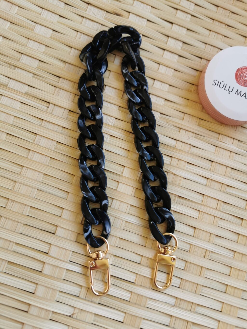Plastikinė rankena rankinei (33cm) Juoda/balta