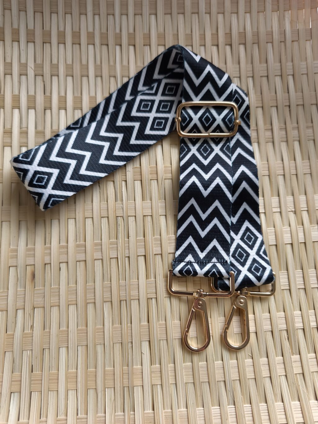 Fabric handle for handbag (125 cm) Black/white