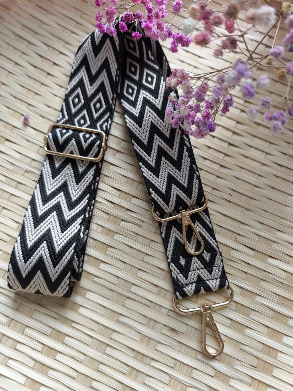 Fabric handle for hand bag (138 cm) Black/creamy