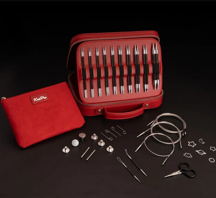 KnitPro Karbonz Elan prabangus prisukamų virbalų rinkinys